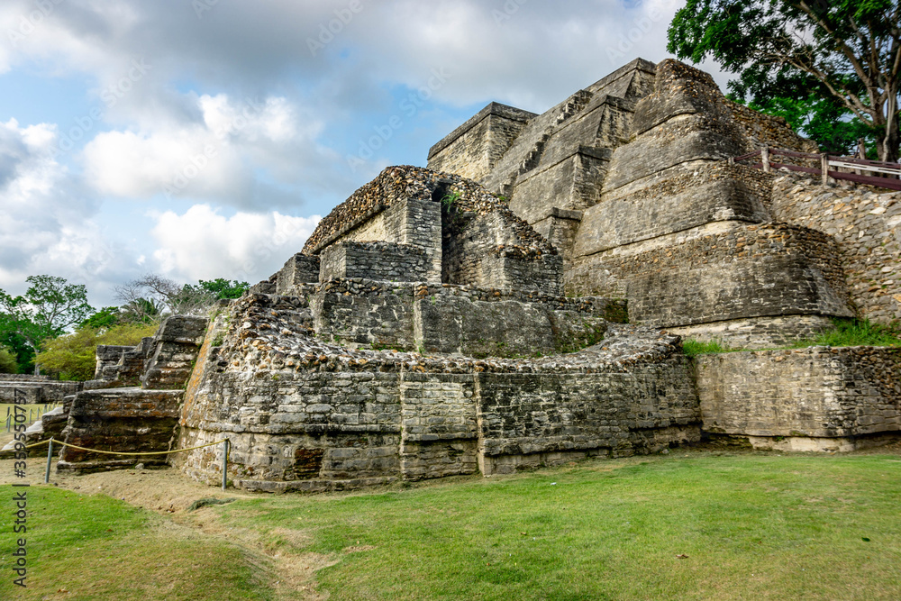 Ancient Mayan Altun Ha Temple near Belize-city in Belize.