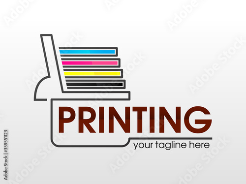 Digital print logo design template. Typography modern sign. Polygraphy and print factory. Express press and photocopy.