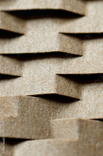 Microcut cardboard sheet. Macro photography. Cardboard texture