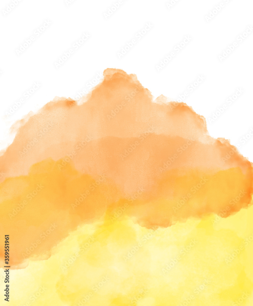 Orange and yellow watercolor background on white