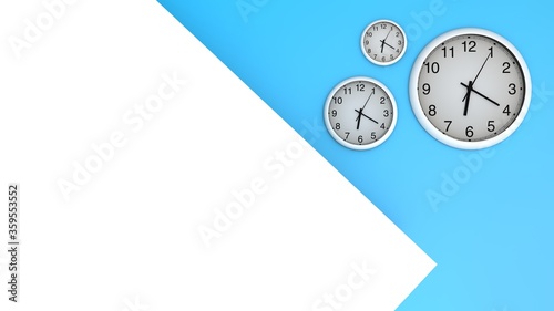 clock with blue and white background