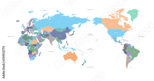 Fototapeta Naklejka Na Ścianę i Meble -  world country map. detailed colorful world map vector.