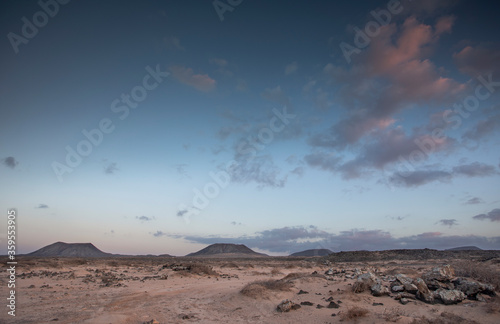 sunset in desert in Fuerteventura