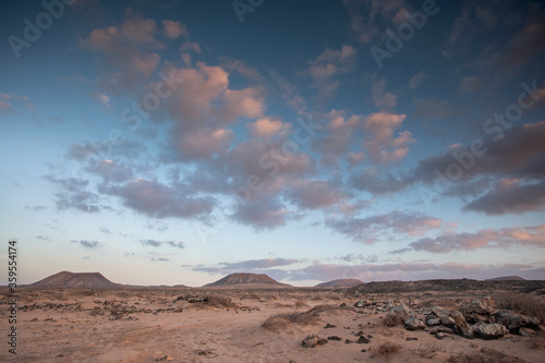 sunset in desert in Fuerteventura