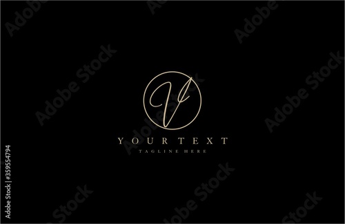 V initial elegant signature vector logo