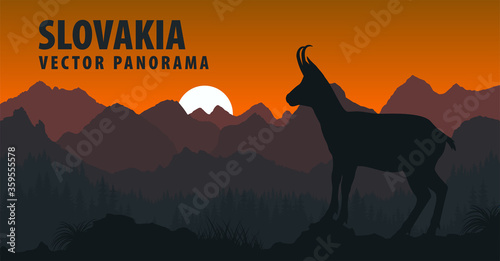 vector panorama of Slovakia with chamois