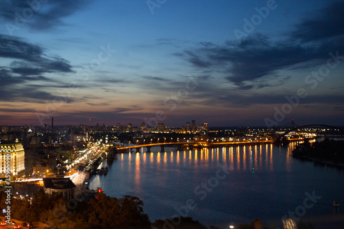 night view on Dnipro river