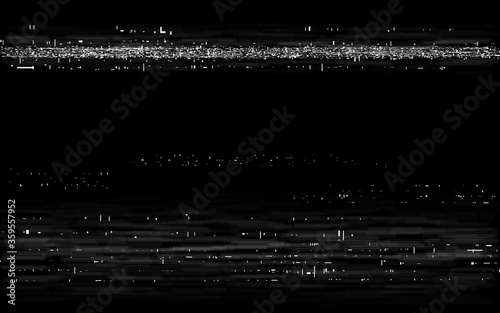 Glitch VHS backdrop. Retro rewind effect. Old tape effect with white horizontal lines. Analog playback template. Video cassette distortion. Vector illustration photo
