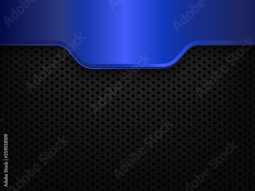 Black and blue metal background. Vector design template