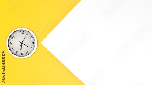 clock on a white and yellow  background