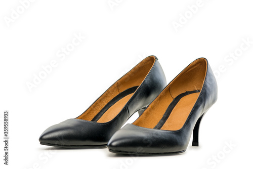 Black High Heel Shoes Isolated on White