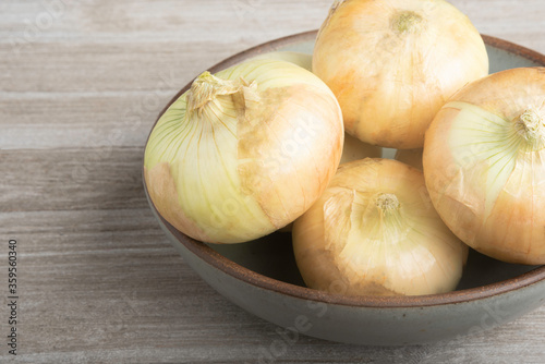 Authentic Sweet Southern White Onions On A Ceramic Bowl