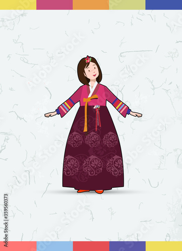 hanbok character. Korean traditional costume.