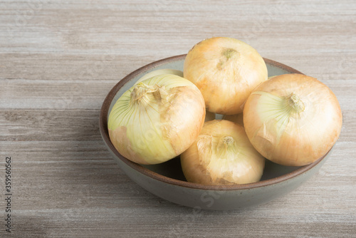 Authentic Sweet Southern White Onions On A Ceramic Bowl