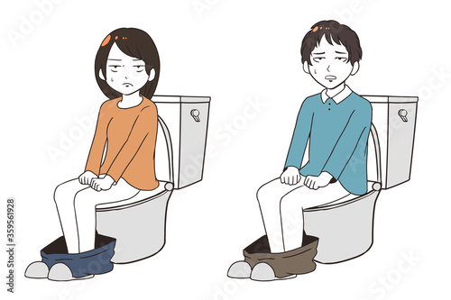 違和感を感じながらトイレをする(漫画調)