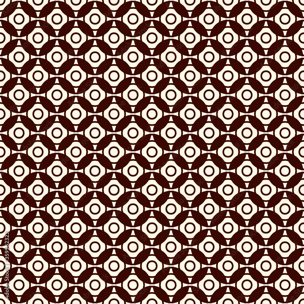 Brown colors seamless pattern with repeated overlapping circles. Round links chain motif. Geometric abstract background
