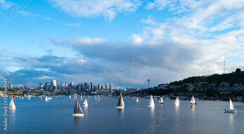 Sailboats on Lake Washington in Seattle © Steve Azer