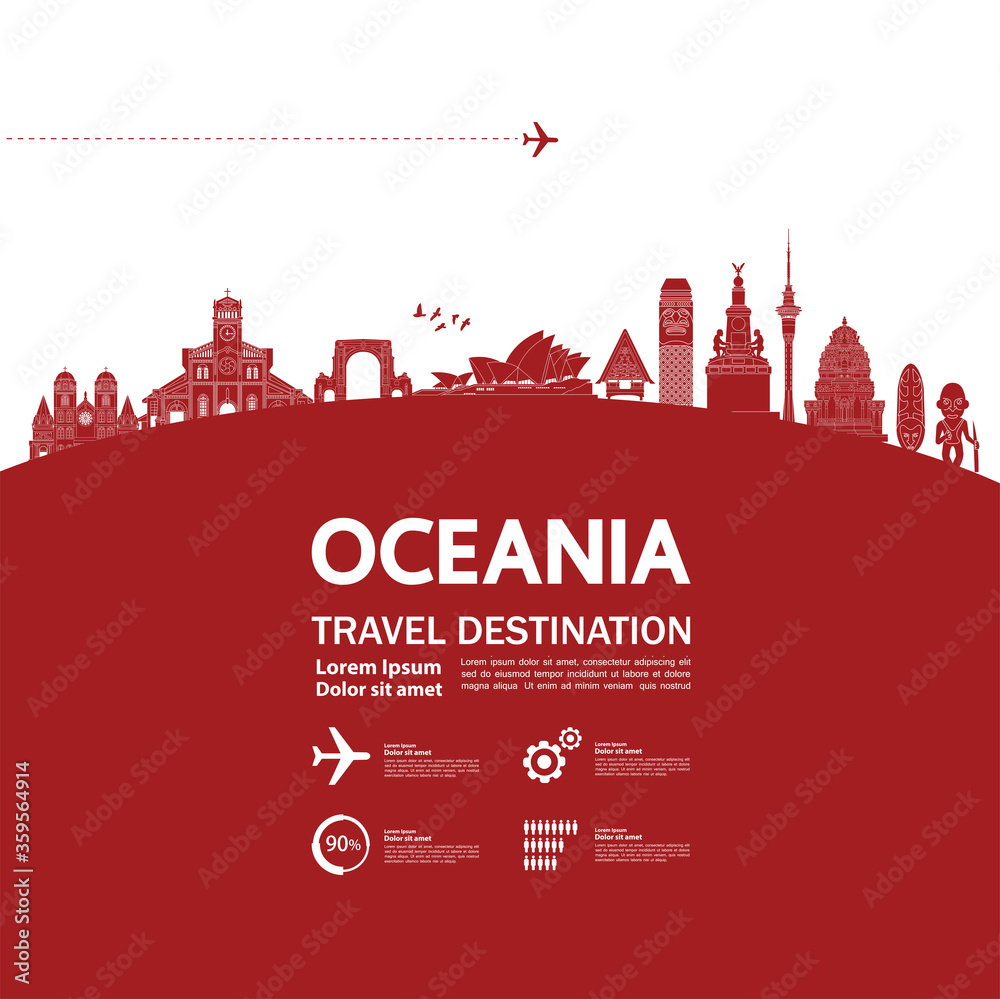 Ocenia travel destination grand vector illustration. 