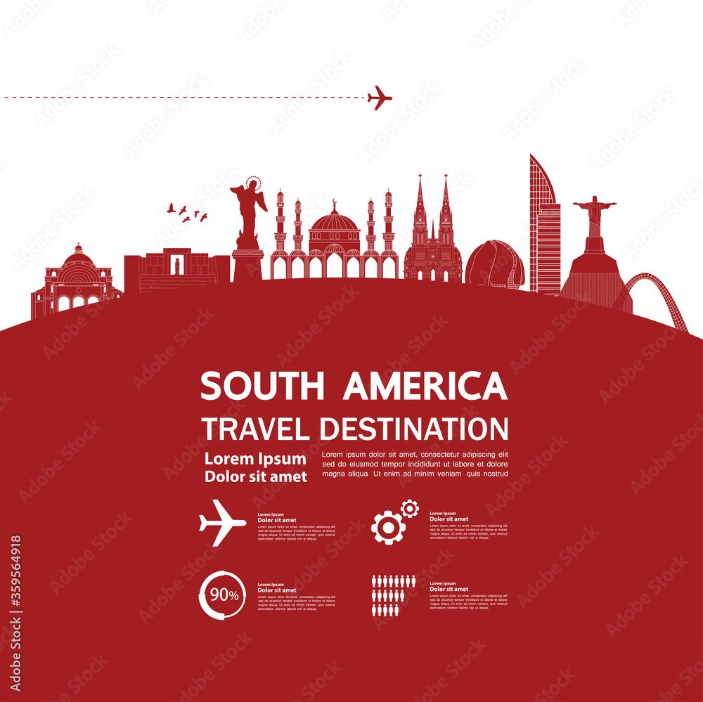 South America travel destination grand vector illustration. 