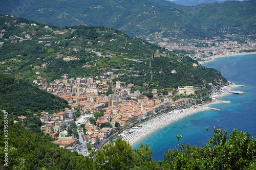 A panoramic view of Noli, Liguria - Italy