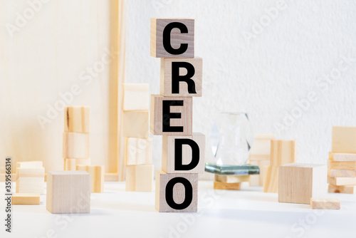 Bilde på lerret word creed on white toy cubes