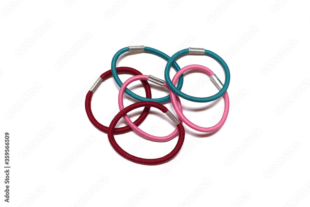 Colored hairbands isolated in white background Colored hairbands isolated in white background
