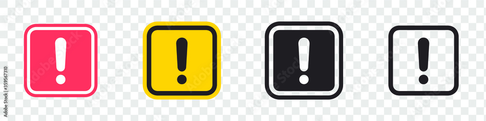 Exclamation mark icon in flat style. Caution risk business concept, Danger alarm vector illustration on white isolated background. Exclamation mark icon in flat style. Caution risk business concept, Danger alarm vector illustration on white isolated background.