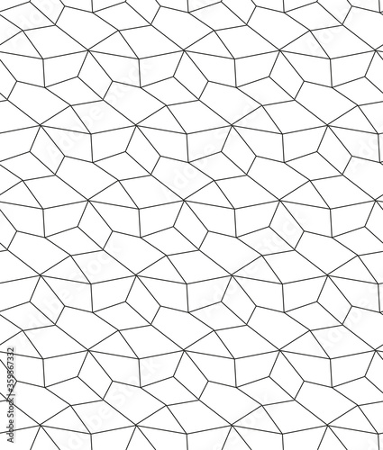 Continuous White Vector Rhombus Repeat Texture. Repetitive Modern Graphic Continuous Shapes Pattern. Seamless Ornament Diagonal 