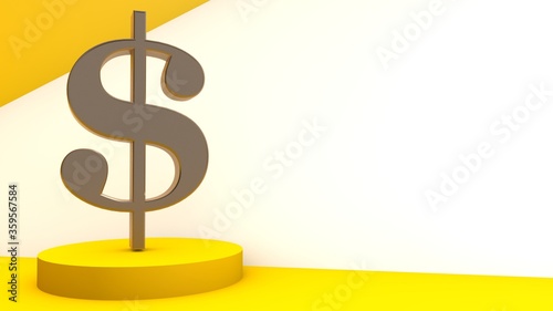 golden dollar sign 3d render