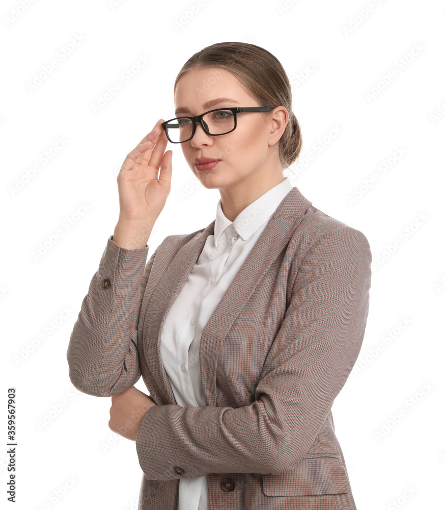 Portrait of young businesswoman on white background Portrait of young businesswoman on white background
