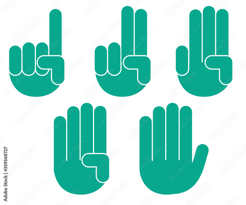 Obraz premium ハンドジェスチャー・数字セット・手話