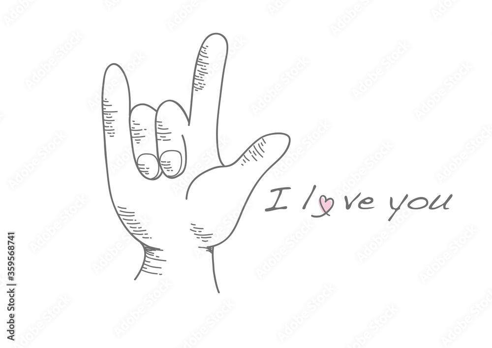 ハンドジェスチャー I Love You レトロタッチ Stock ベクター Adobe Stock