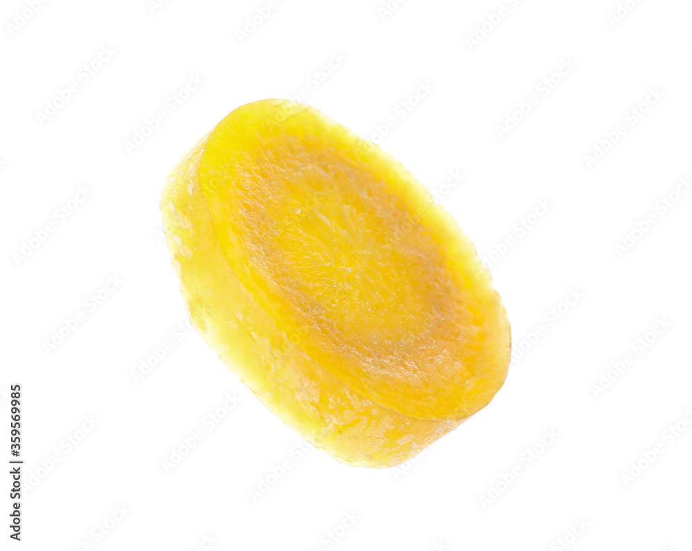 Slice of raw yellow carrot isolated on white Slice of raw yellow carrot isolated on white