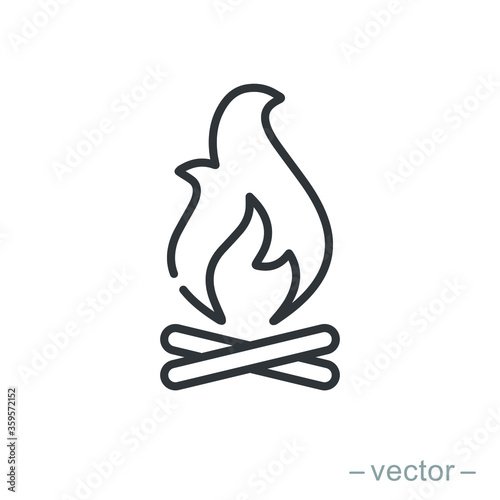 Fototapeta Naklejka Na Ścianę i Meble -  Bonfire icon, campfire, thin line symbol on white background - editable stroke vector illustration eps 10