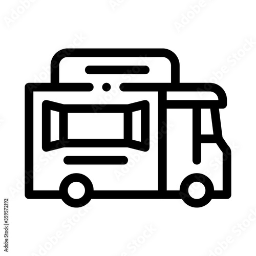 street food van on wheels icon vector. street food van on wheels sign. isolated contour symbol illustration