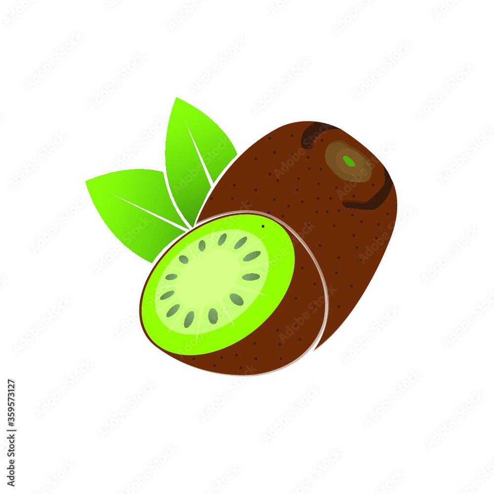 kiwi fruit with leaf