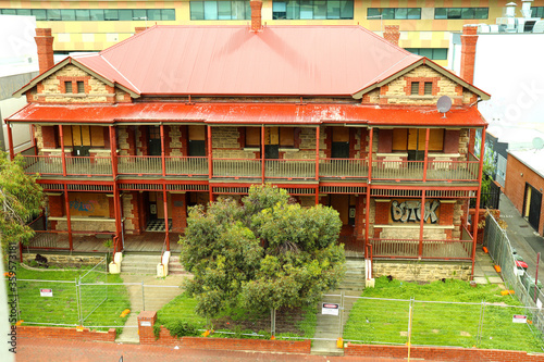 Red color abondane house makes colourfull scene photo