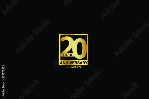 20 years anniversary celebration logotype. anniversary logo with golden and Spark light white color isolated on black background, vector design for celebration, invitation and greeting card-Vector