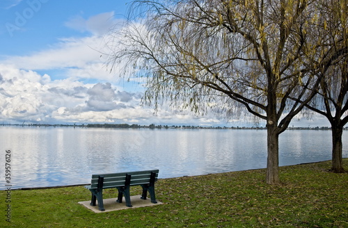 Park Bench on the Shore of Lake Mulwala