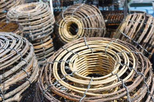 Baskets on a boat at Hobart warterfront photo