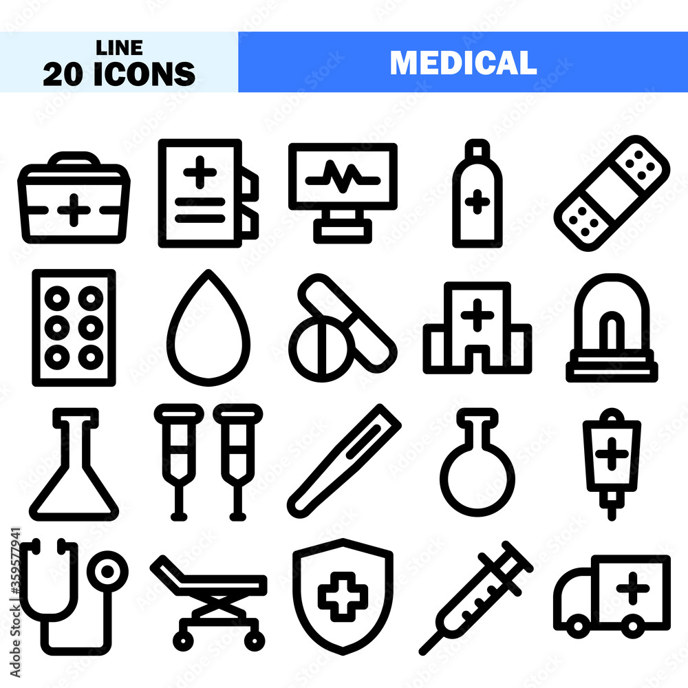 Obraz premium Medical icon vector illustration in line style for any projects