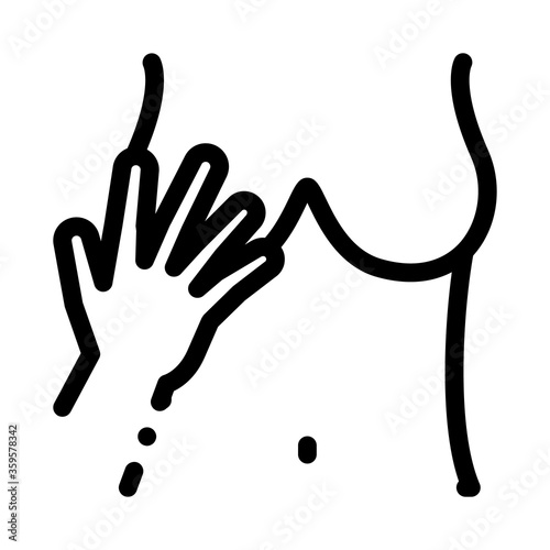 hand touching boobs icon vector. hand touching boobs sign. isolated contour symbol illustration