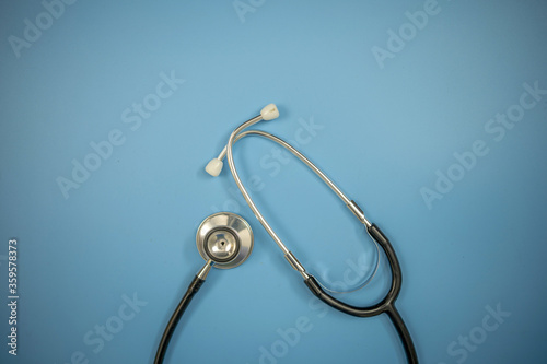 Stethoscope on Blue Background