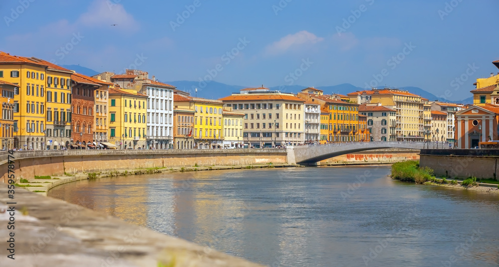 Pisa city downtown skyline cityscape in Italy