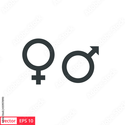 Gender. Man and Woman icon template color editable. Male and Female symbol vector sign isolated on white background illustration for graphic and web design.