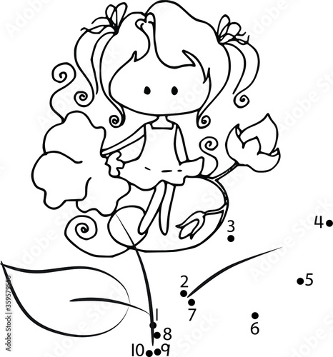 cartoon girl join to the dots 1 to 10