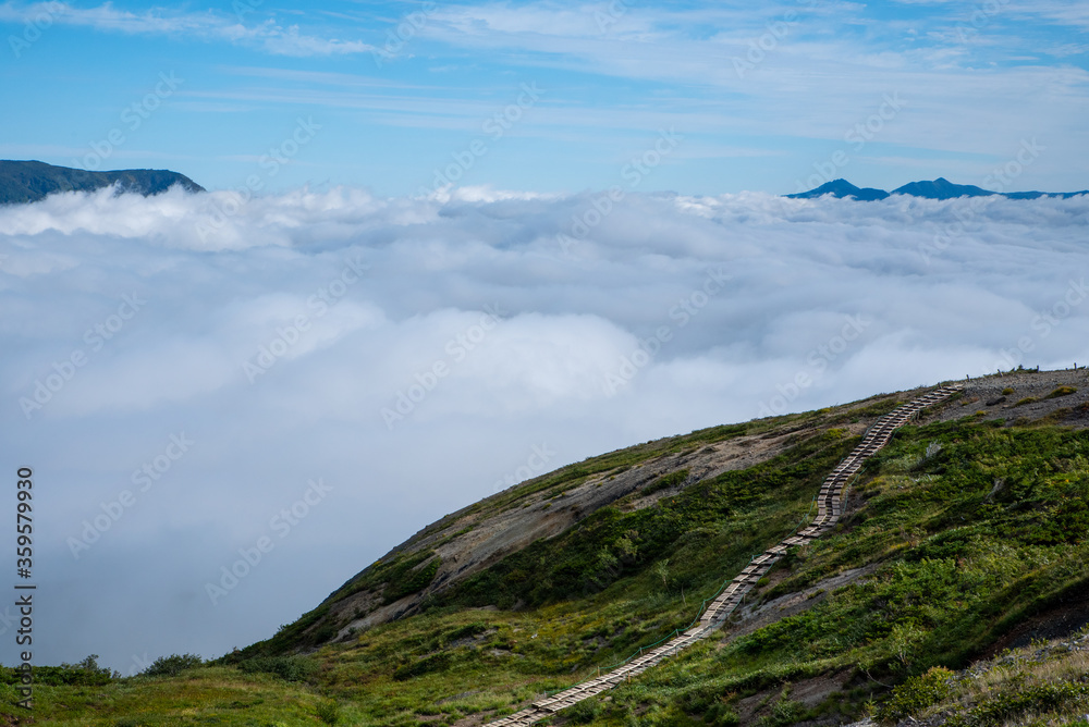 雲海と登山道