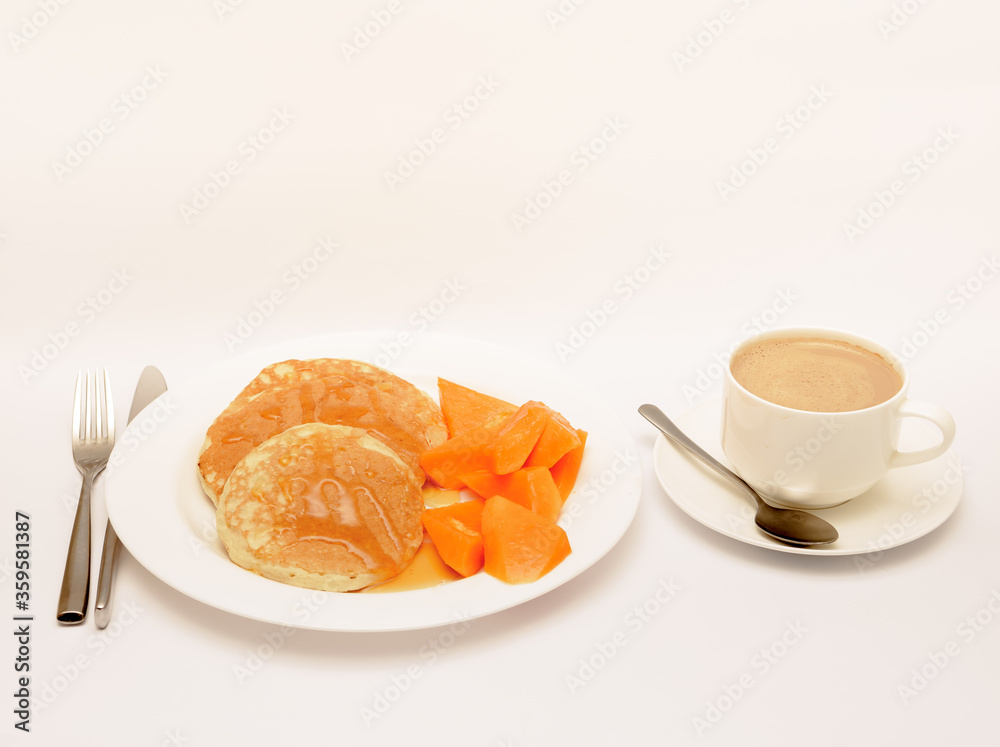 Delicious breakfast shot isolated against a white background. Delicious breakfast shot isolated against a white background.