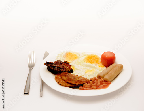 Delicious breakfast shot isolated against a white background. 