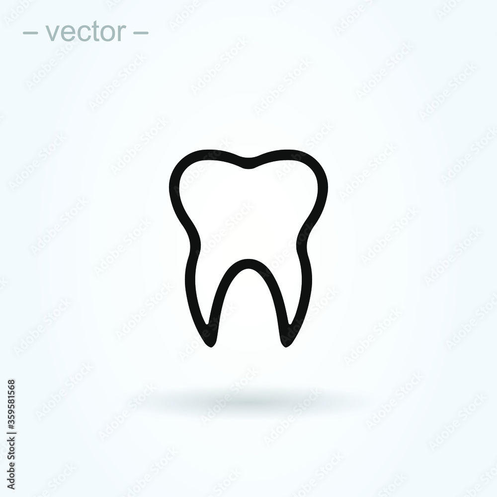 Dental Treatment and Tooth. Line art simple vector modern icon design illustration.